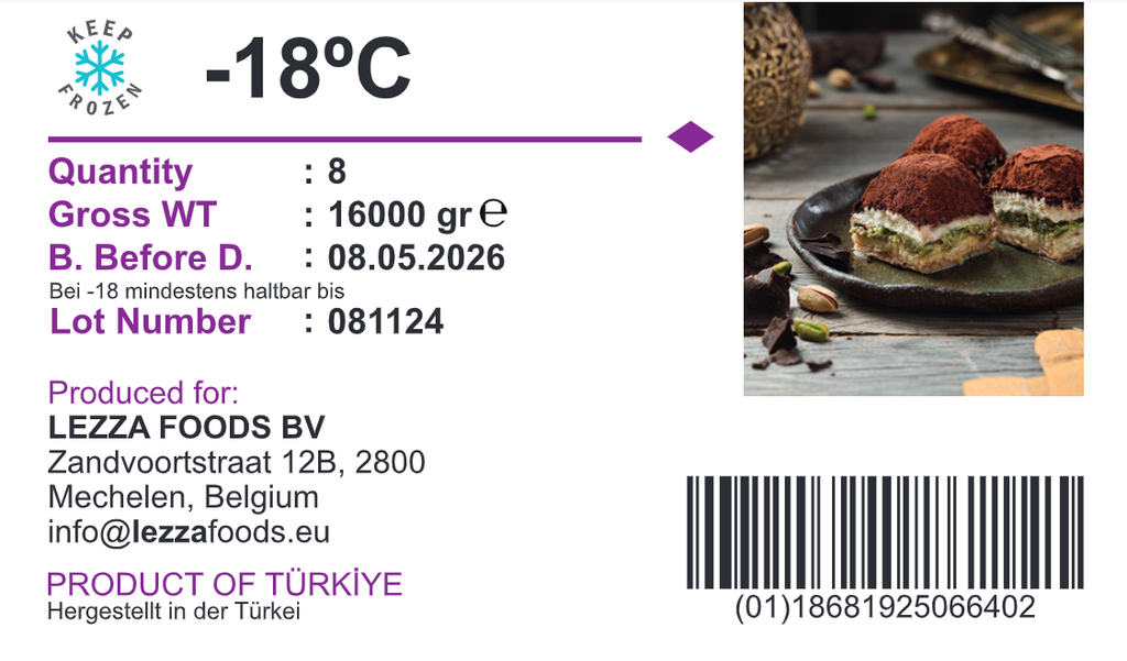 Cold Baklava With Pistashios Tray (Sutlu Baklava Fistikli) 1800 gr