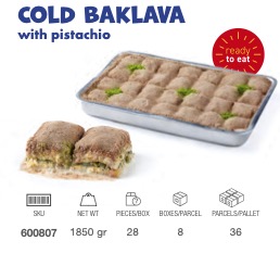 LEZZA Cold Baklava With Pistashios Tray (Soguk Baklava Fistikli) 1800 gr