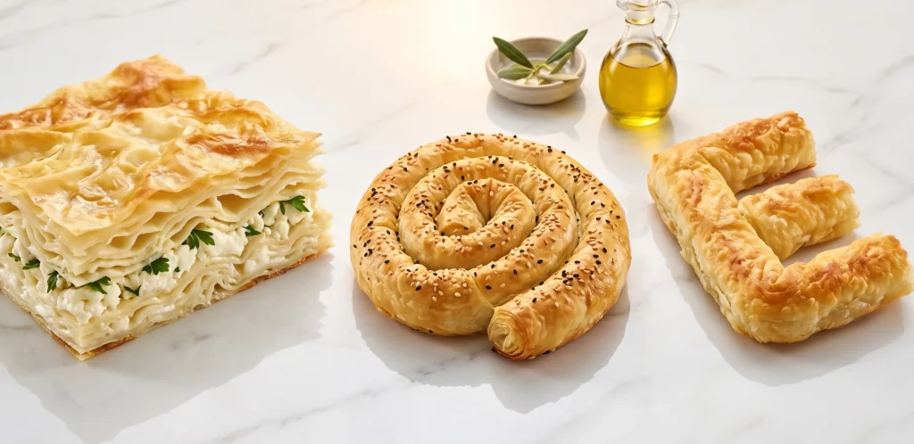 cheese borek Turkish filo pastry for European HoReCa menus and retail ranging