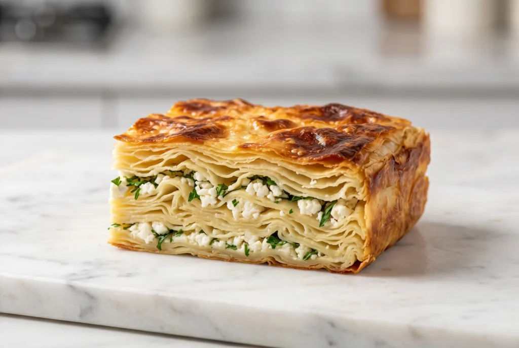 su borek quality evaluation — layered filo cross-section for European buyers