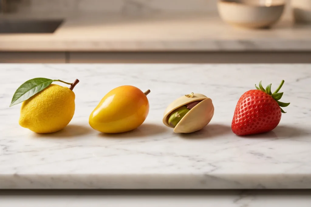 Lezza Foods artisan cake supplier range of four trompe-l'œil fruit varieties