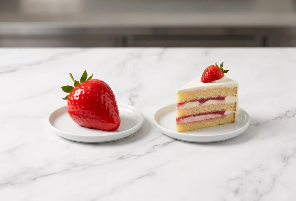 artisan strawberry cake producer — trompe-l'œil dessert evaluation guide