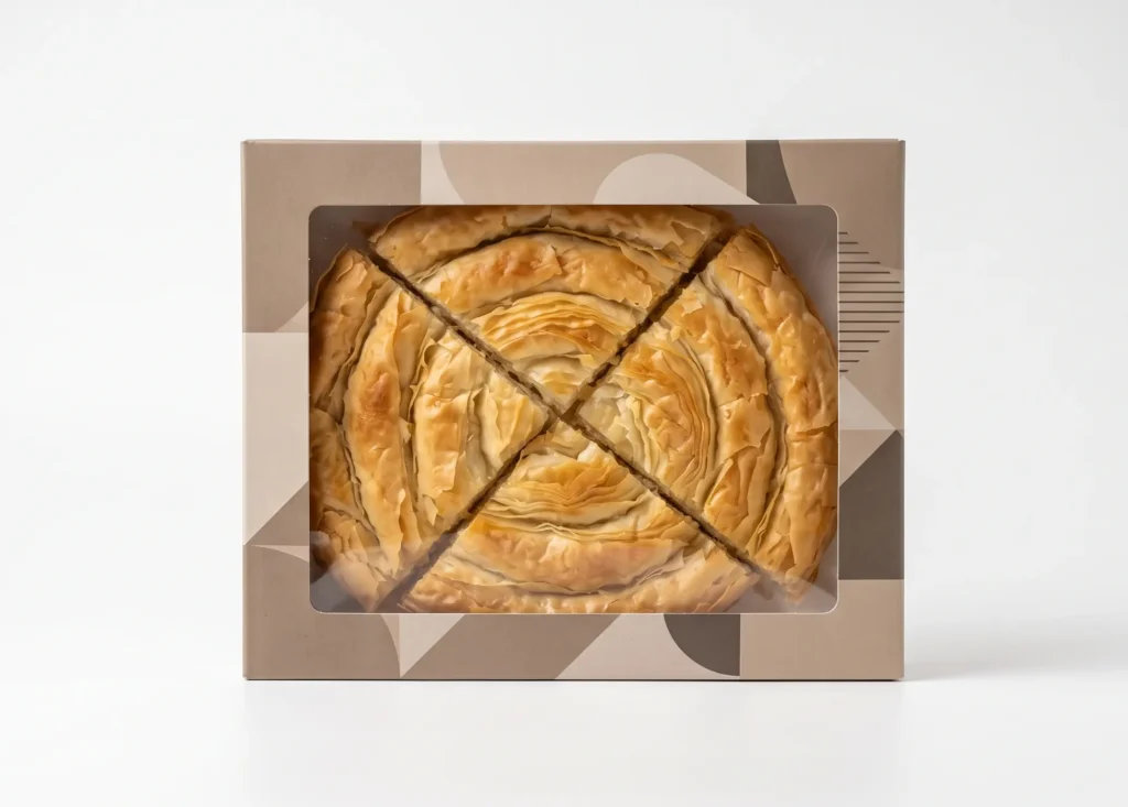 borek Europe retail — Turkish filo pastry in European supermarket frozen bakery and private label