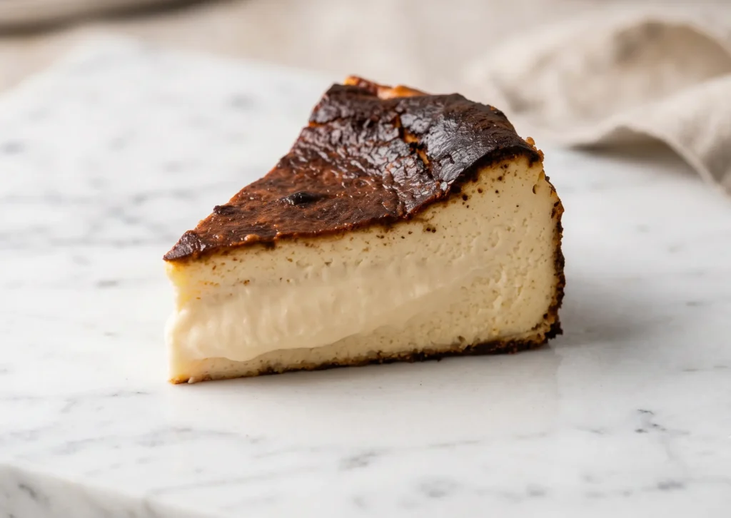 burnt cheesecake with caramelised top for European HoReCa and retail — creamy sliced portion