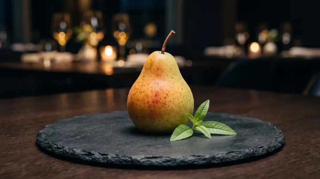 realistic fruit dessert — edible trompe-l'œil pastry for European fine dining